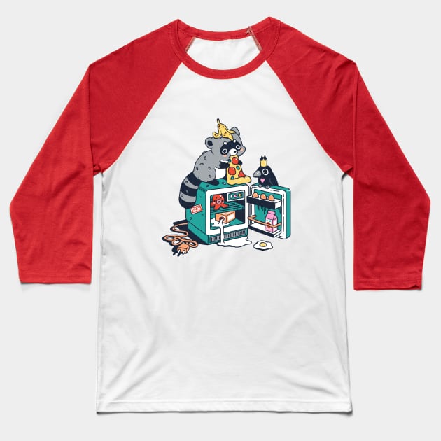 Raccoon and leftovers Baseball T-Shirt by Freeminds